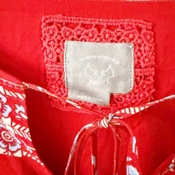 ANTHROPOLOGIE x VANESSA VIRGINIA | Floral Bell Sleeve Peasant Dress Silk | 10 - Picture 4 of 9